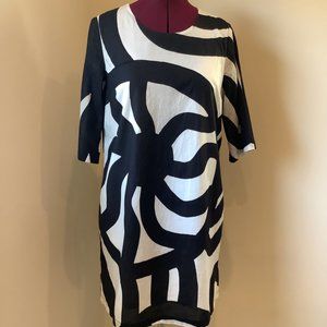 Marimekko Joonas Dress Tunic 36 Small Medium Black White